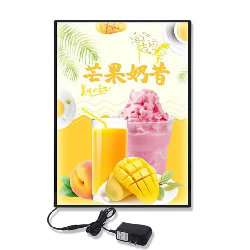 QAILUX A4 Slim LED Advertising Light Box Illuminated Poster Display Cafe Restaurants Menu Board Cinema Movie Poster Display Screen Aluminum Frame Tempered Glass Light Boxes - Image 1