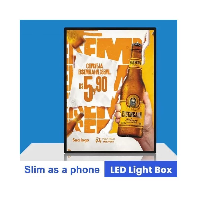 QAILUX A4 Slim LED Advertising Light Box Illuminated Poster Display Cafe Restaurants Menu Board Cinema Movie Poster Display Screen Aluminum Frame Tempered Glass Light Boxes - Image 5