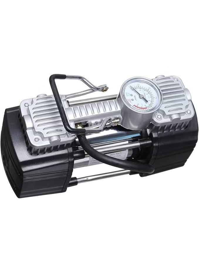 Heavy-duty 2-piston (cylinder) travel air compressor, fast 12V tire inflator, professional dual-cylinder air pump for family cars and SUVs - Image 2