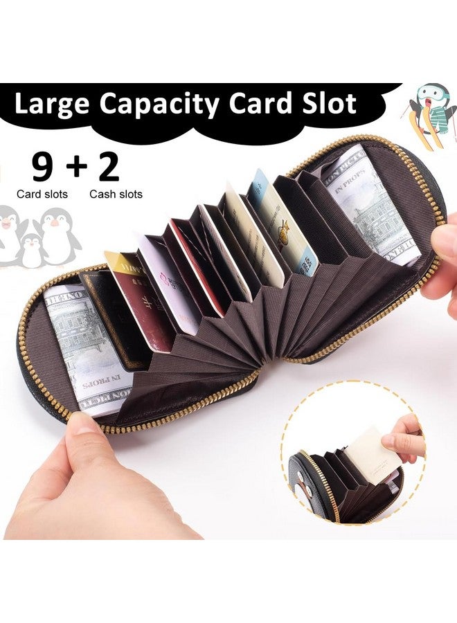  بالي حقيبة بطاقات للبنات وحامل بطاقات السفر مع 10 حجرات وحقيبة تنظيم محفظة وحقيبة بسحاب من البولي يوريثان وحقيبة بطاقات بسحاب على شكل بطريق كرتوني وحامل بطاقات سفر بحجب ترددات الراديو، باللون الأسود - Image 4