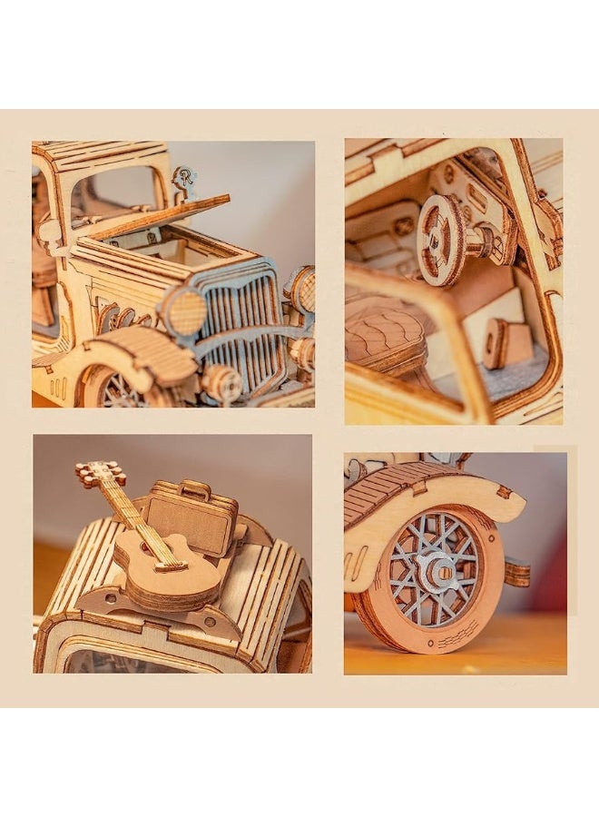 Rolife 3D Wooden Puzzles Retro Car Model - Collectibles Wooden Model Kits for Adults Desk Toys Display Gift for Boys/Girls (Vintage Car) - Image 1