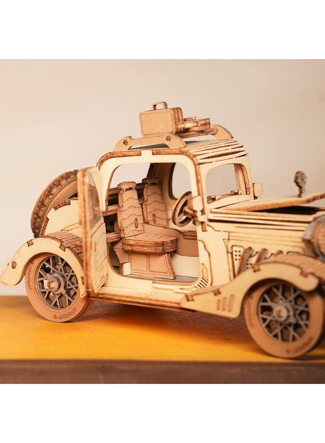 Rolife 3D Wooden Puzzles Retro Car Model - Collectibles Wooden Model Kits for Adults Desk Toys Display Gift for Boys/Girls (Vintage Car) - Image 3