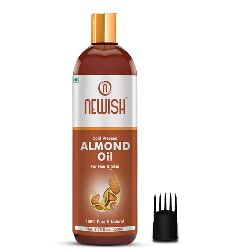 Newish Pure Cold Pressed Almond Oil for Hair Growth | 200 ml | Glowing Skin & Body Massage | Vitamin E Rich | Non-Sticky & Lightweight - Image 1