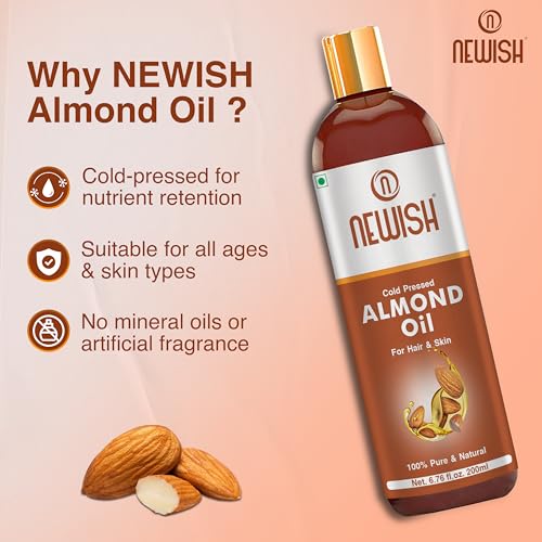 Newish Pure Cold Pressed Almond Oil for Hair Growth | 200 ml | Glowing Skin & Body Massage | Vitamin E Rich | Non-Sticky & Lightweight - Image 5