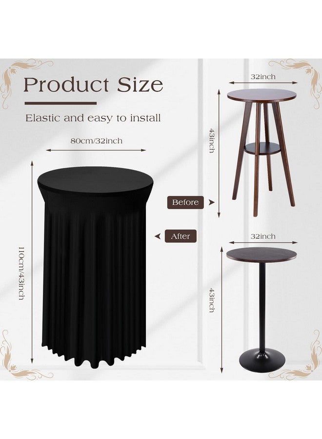 Tegeme 4 Packs Round Spandex Cocktail Tablecloths with Skirt 32 x 43 Inch Cocktail Round Table Cover Spandex Stretch Square Tablecloth Skirt for Table Bar Wedding Party Banquet (Black) - Image 2