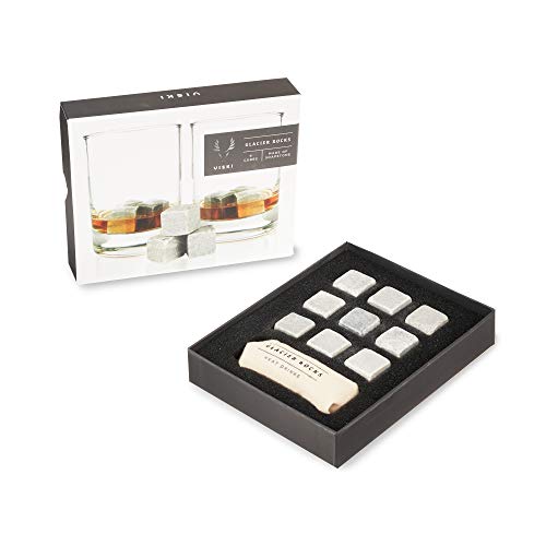 Viski Glacier Rocks Soapstone Cubes, Reusable Whiskey Stones, Ice Cube for Bourbon, Scotch, Gin, Cognac, Home Bar, Drink Accessories, 9-Piece Set - Image 1