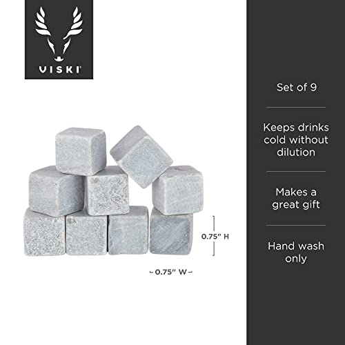 Viski Glacier Rocks Soapstone Cubes, Reusable Whiskey Stones, Ice Cube for Bourbon, Scotch, Gin, Cognac, Home Bar, Drink Accessories, 9-Piece Set - Image 3