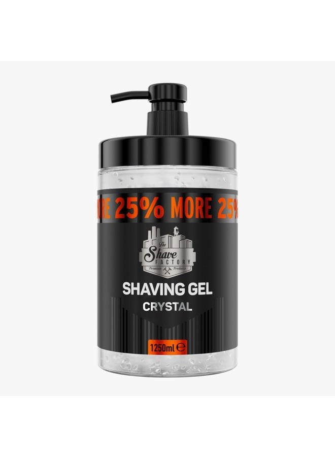 the shave factory مصنع الحلاقة - جل الحلاقة | غير مسبب للتهيج | حلاقة دقيقة على الوجه والجسم | جل حلاقة للرجال | يرطب البشرة | 1250 مل (42.25 أونصة سائلة) (كريستال) - Image 1