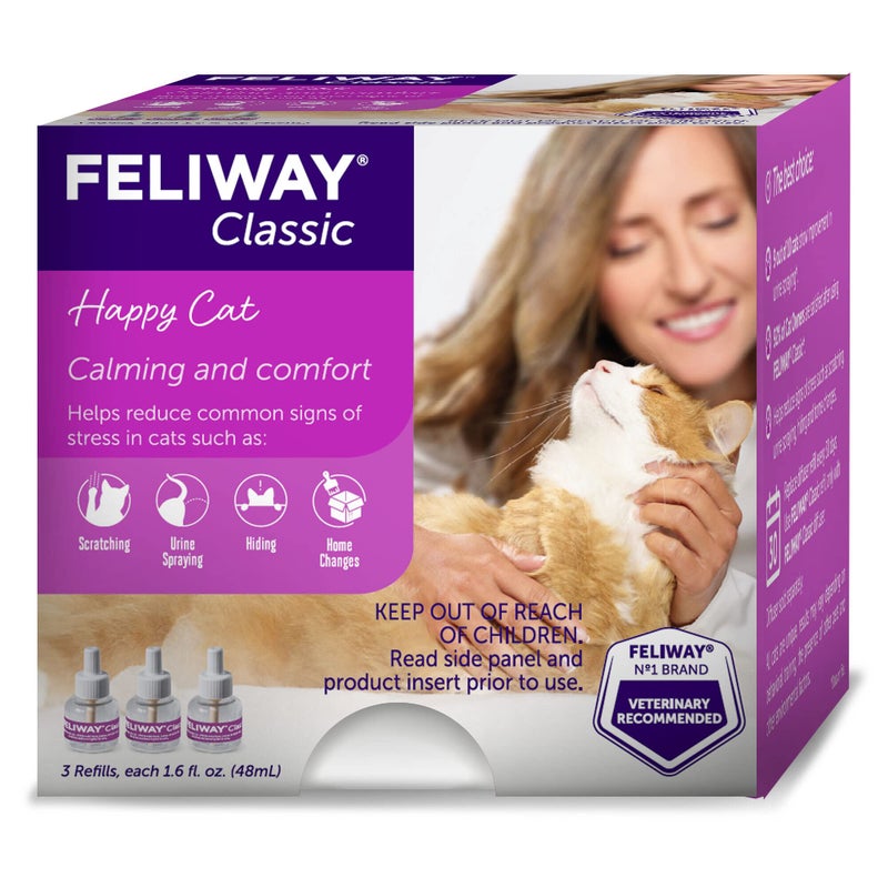 FELIWAYÂ® Classic 3 x 30 Day Cat Calming Refills for Pheromone Diffuser, 3 x 48ml Value Pack - Helps Reduce Common Signs of Stress in Cats & Kittens, Enhanced Calming - Image 2
