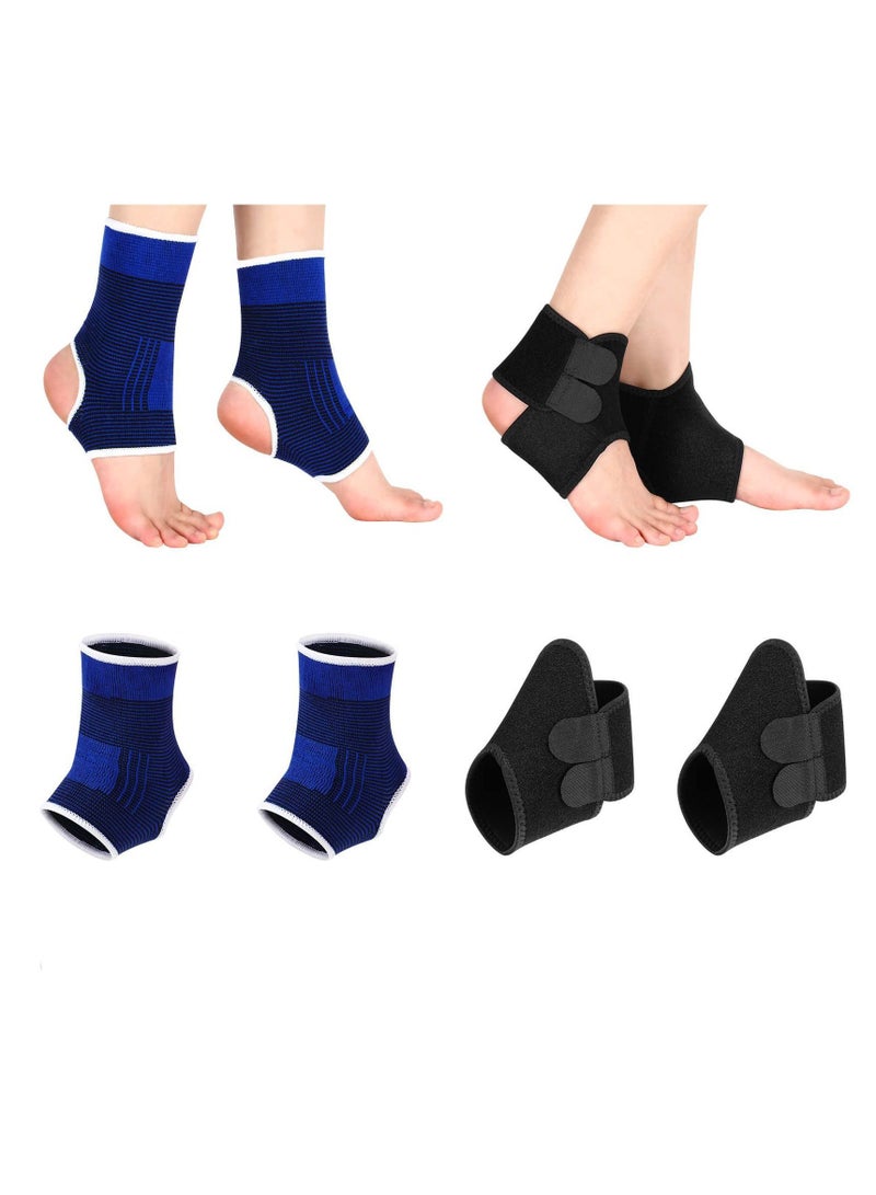 Generic Children's Ankle Support,2 Pairs of Sports Anti-Sprain Protector Brace Adjustable Foot Protection Fixed Belt Breathable Pressure Support (M) - Image 1