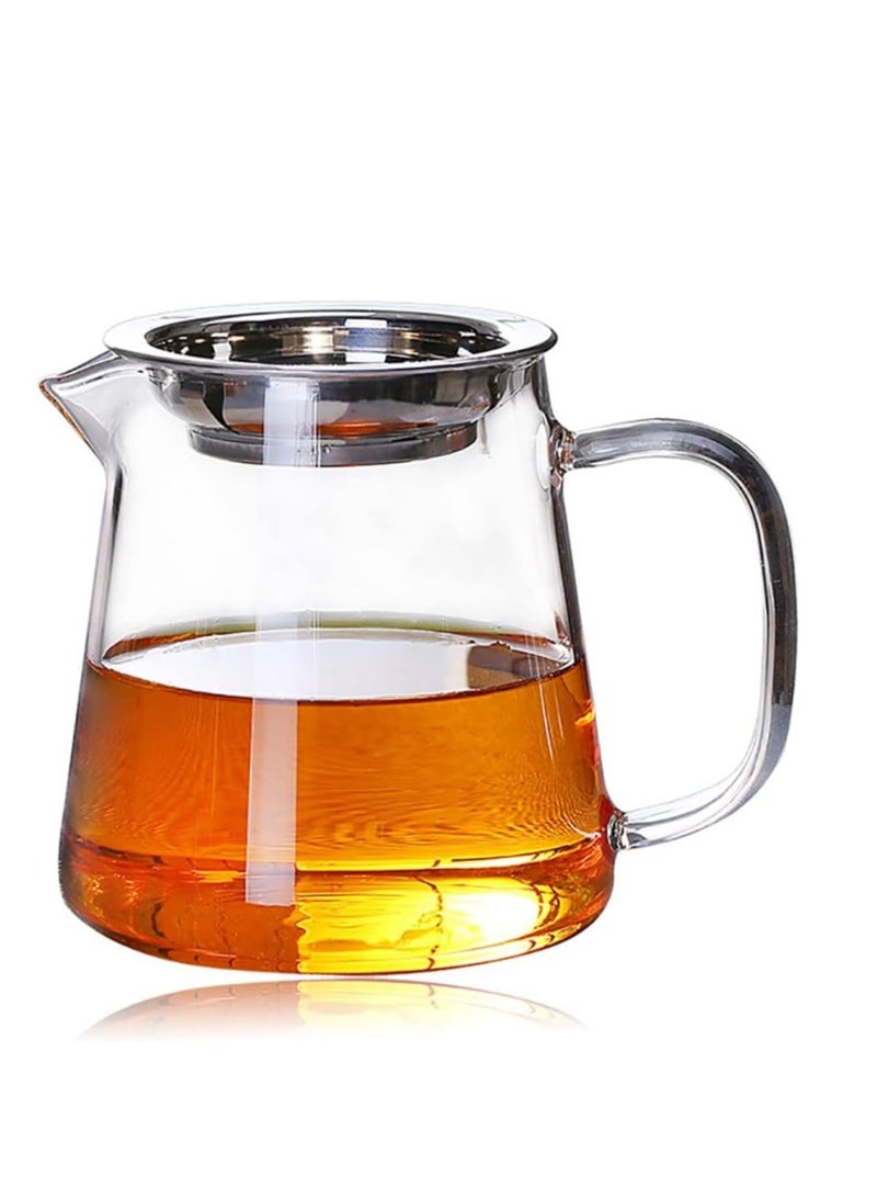 Glass Tea Dispenser, Heat Resistant Tea Fair Cup, Glass Teapot with Removable Stainless Steel Infuser, Borosilicate Glass Tea Pots for Blooming and Loose Leaf Tea Maker (550ml, C) - Image 1