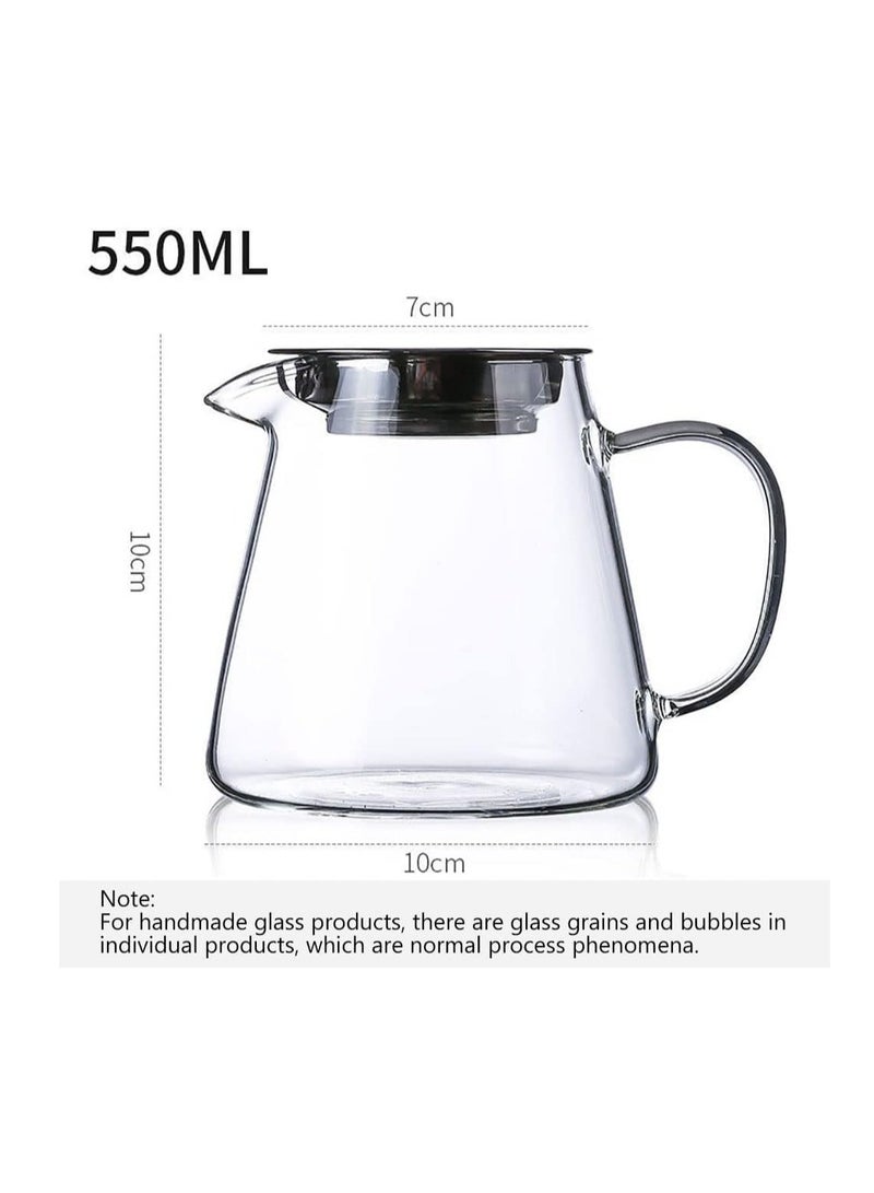 Glass Tea Dispenser, Heat Resistant Tea Fair Cup, Glass Teapot with Removable Stainless Steel Infuser, Borosilicate Glass Tea Pots for Blooming and Loose Leaf Tea Maker (550ml, C) - Image 2
