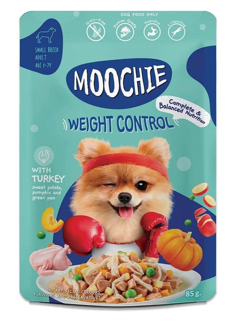 MOOCHIE Moochie Dog Food Casserole with Turkey - Weight Control Pouch 12 x 85g 