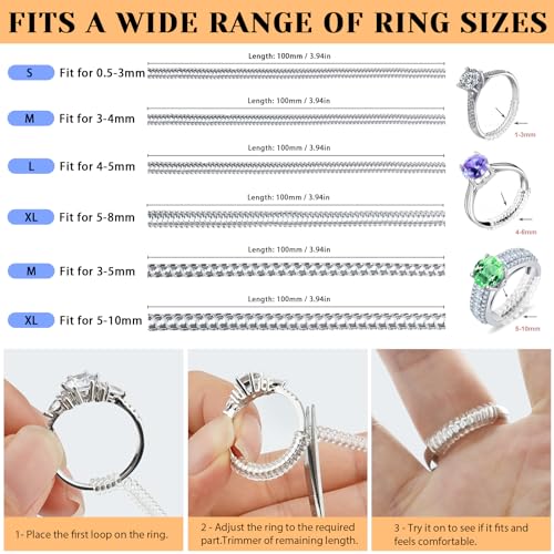 Haiou Ring Sizers for Loose Rings Ring Guards for Loose Rings Fit Any Rings, Invisible Ring Size Adjuster Never Sliding Off and Spinning (12 pcs) - Image 3