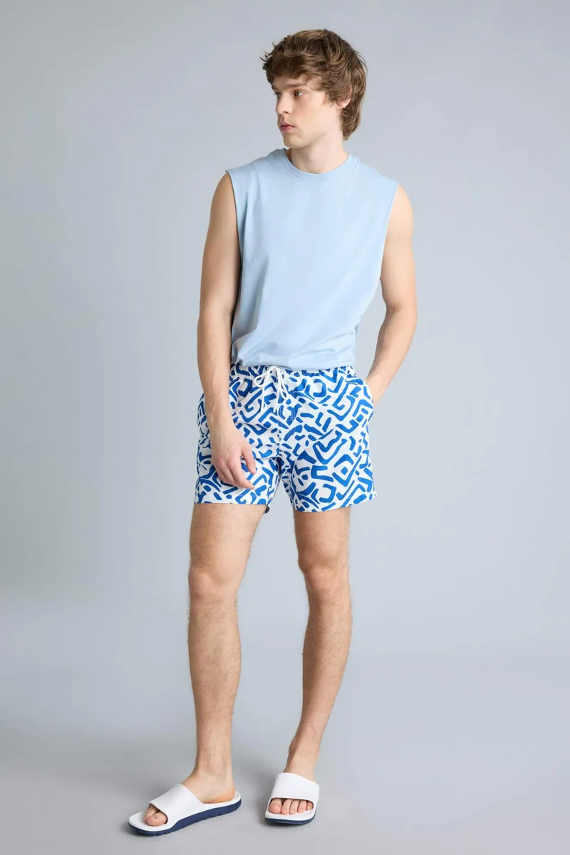 Defacto  Printed Elastic Waist Swim Shorts for Men | Best Price UAE