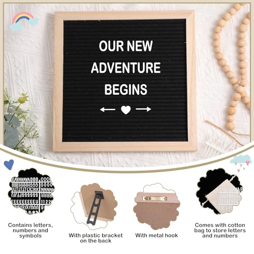 Canlierr 9 Pcs Pregnancy Announcement Set Pregnancy Reveal Ideas Felt Letter Board Baby Bodysuit Booties Photo Frame Bear Plush Wood Blocks for Coming Soon Baby Announcement(Black) - Image 3