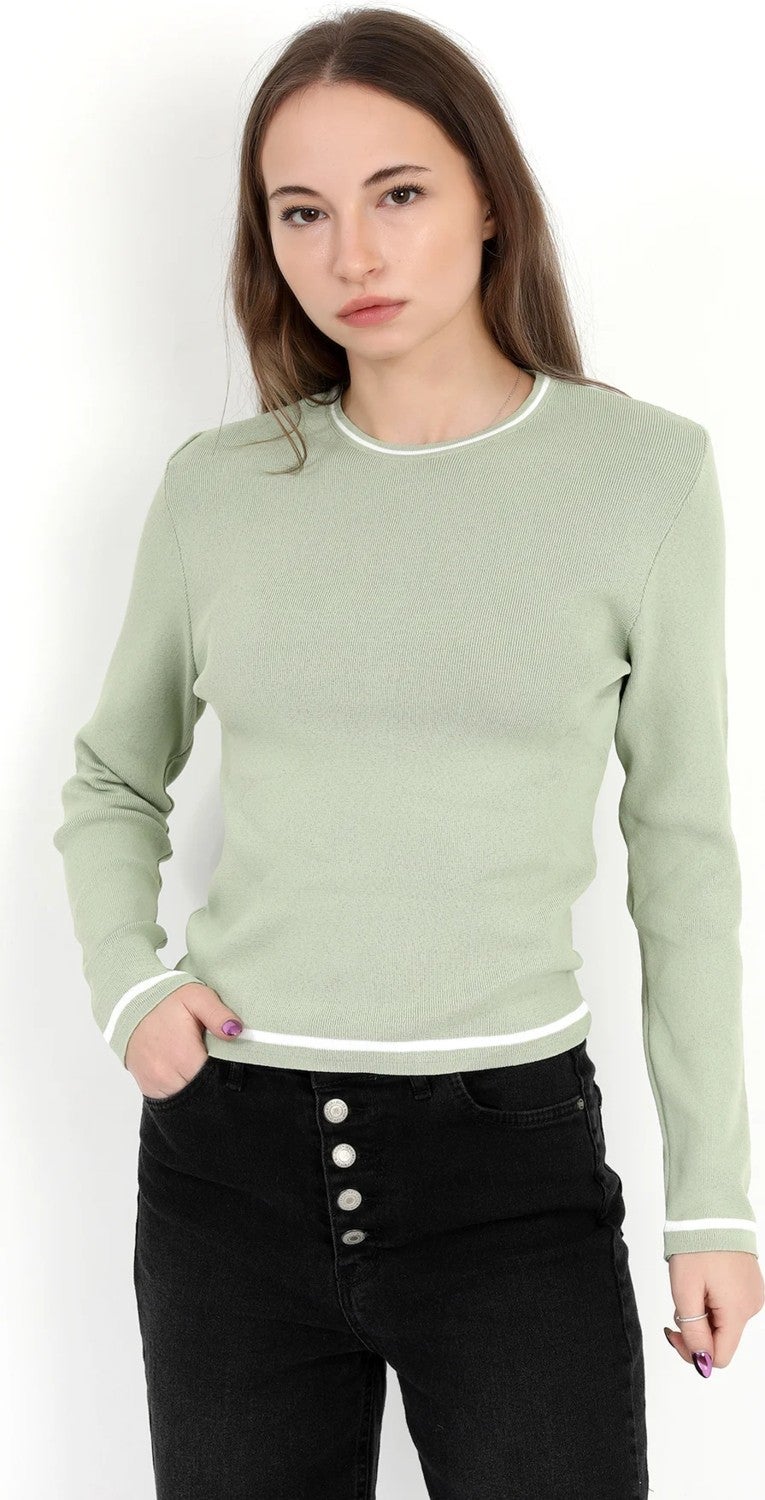 Giysa Women's Çağla 100% Polyamide Piping Crew Neck Knitwear Body - 2004 - Image 1