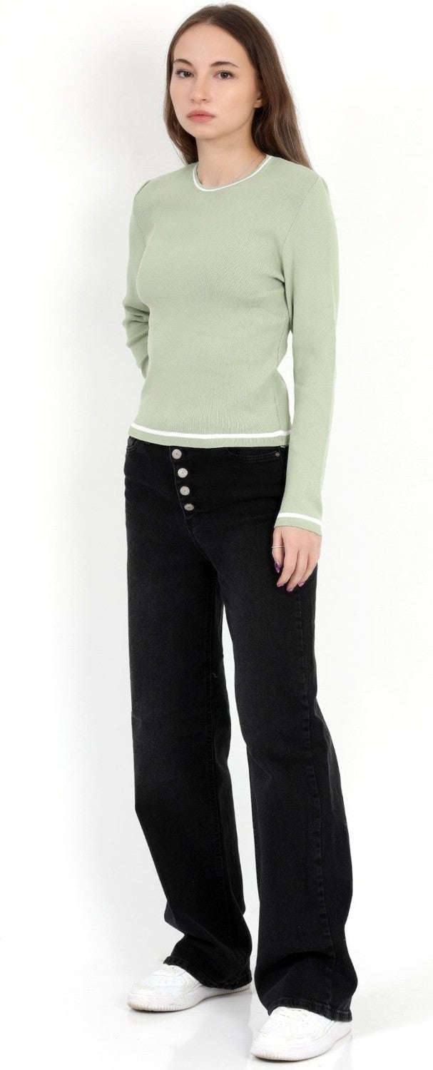 Giysa Women's Çağla 100% Polyamide Piping Crew Neck Knitwear Body - 2004 - Image 5