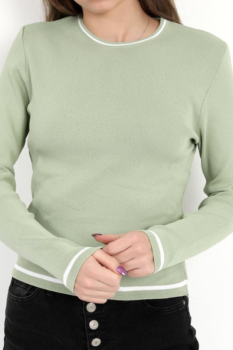 Giysa Women's Çağla 100% Polyamide Piping Crew Neck Knitwear Body - 2004 - Image 4