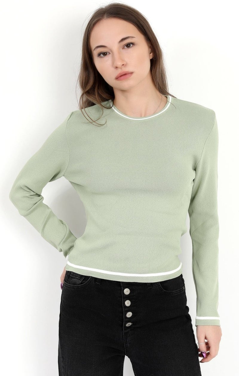 Giysa Women's Çağla 100% Polyamide Piping Crew Neck Knitwear Body - 2004 - Image 2