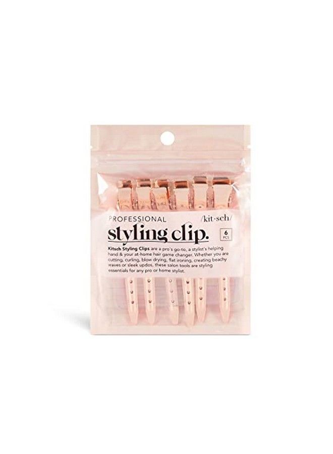 Kitsch مشابك شعر لتصفيف الشعر وتقسيمه مشابك شعر التمساح | مشابك شعر منقار البط للشعر الطويل | مشابك تصفيف الشعر | مشابك أسطوانية للشعر القصير | مشابك شعر أنيقة 6 قطع (ذهبي وردي) - Image 1