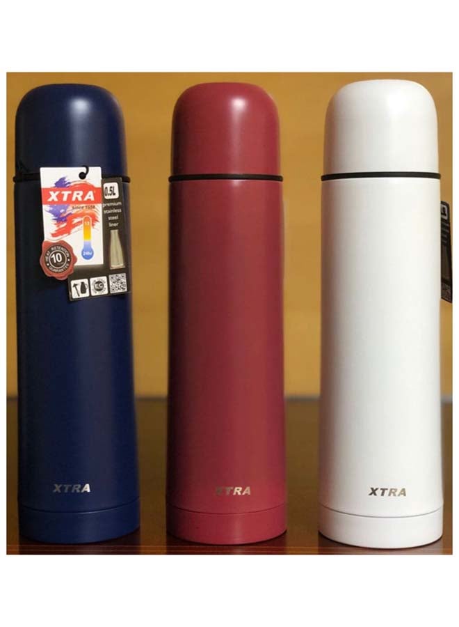 XTRA زجاجة ماء من الفولاذ المقاوم للصدأ بسعة 0.5 لتر ذات جدار مزدوج مع طلاء ملون (V-0570E) إكسترا