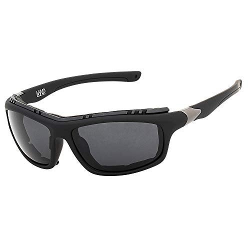 WYND Blocker Airdam Sunglasses Motorcycle Riding, Driving, Fishing, Boating Wrap (Black Matte, Smoke) - Image 2