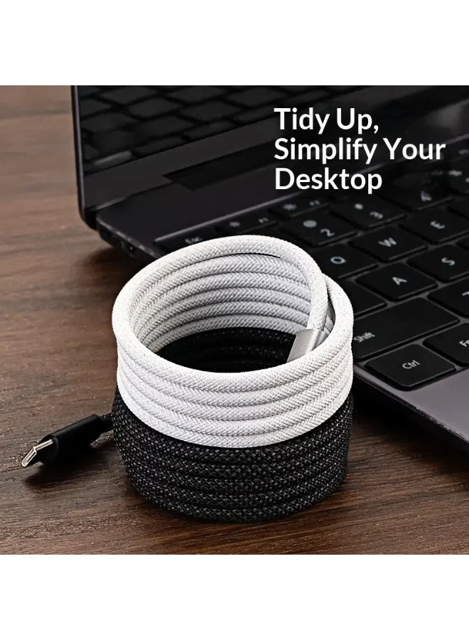 سلك شحن 66W مغناطيسي ذاتي الالتفاف من نوع USB-C – مقوى بنسياج نايلون، شحن سريع ومزامنة، تصميم مقاوم للتشابك، متوافق مع آيفون وسامسونج وهواوي - Image 5