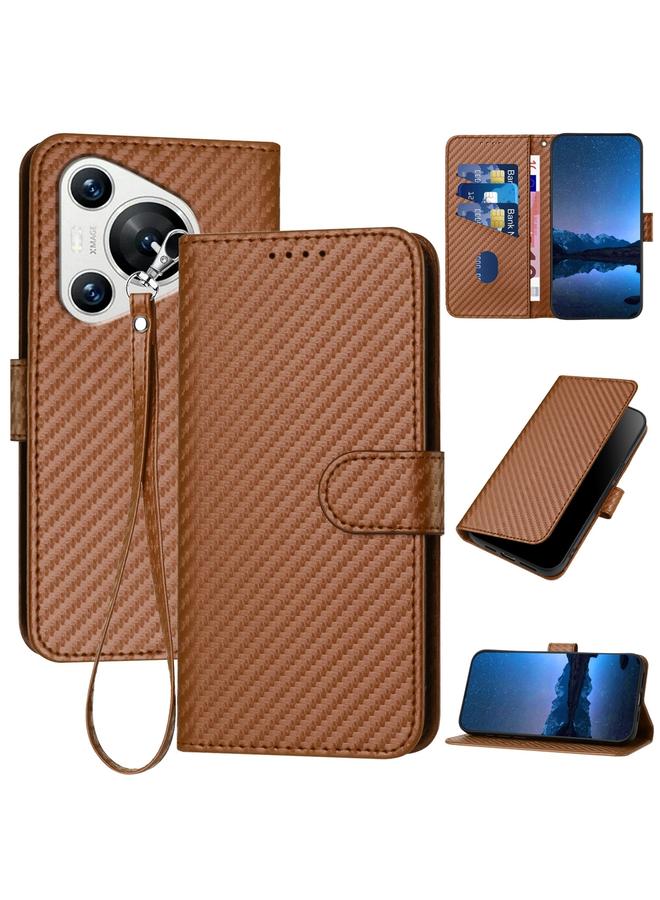 S-TOP Case For Huawei Pura 70 YX0070 Carbon Fiber Buckle Leather Phone Case with Lanyard - Image 1