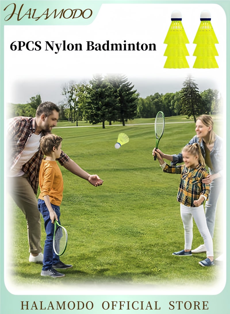 HALAMODO 6PCS Nylon Badminton Shuttlecocks Stable & Sturdy High Speed  Badminton Birdies Foam Ball Head Professional Training Shuttlecock for Outdoor & Indoor Sports  - Image 1