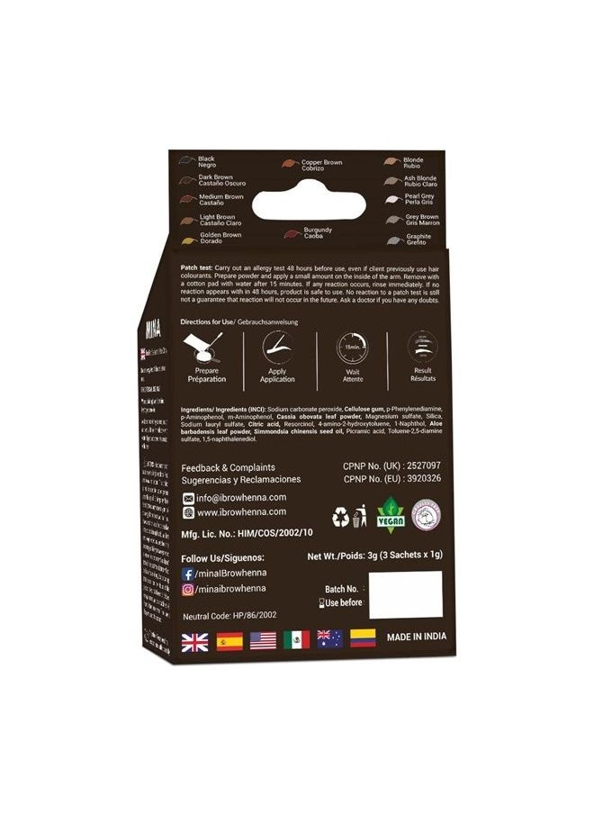 MinaiBrow - Mina ibrow Hair Color|Natural Spot coloring Hair Tinting Powder, Water and Smudge Proof | No Ammonia, No Lead with 100% Gray Converge|Vegan and Cruelty free (Dark Brown + Light Brown + Medium Brown) - Image 1