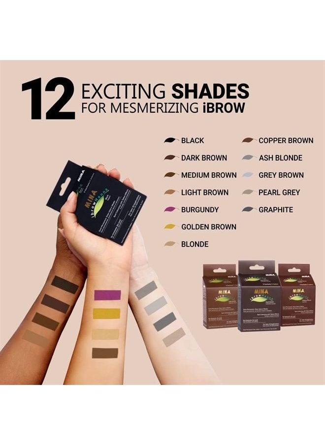 MinaiBrow - Mina ibrow Hair Color|Natural Spot coloring Hair Tinting Powder, Water and Smudge Proof | No Ammonia, No Lead with 100% Gray Converge|Vegan and Cruelty free (Dark Brown + Light Brown + Medium Brown) - Image 1