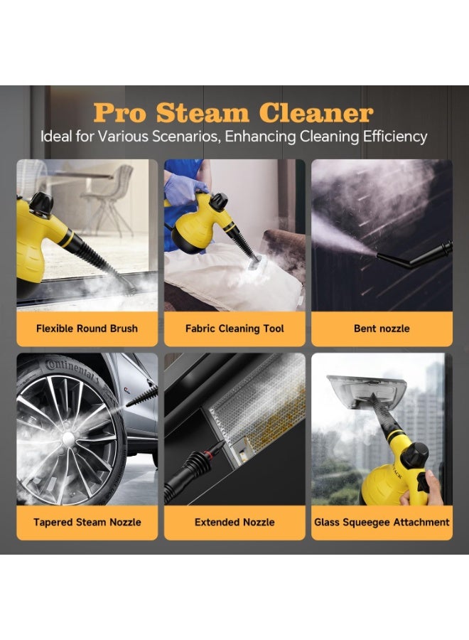 Steam Cleaner, Handheld Steam Cleaner, Steam Cleaner for Home with 9 Accessories and Automatic Steam Switch, Steamer for Cleaning Home, Living Room, Kitchen, Bathroom, Car - Image 3
