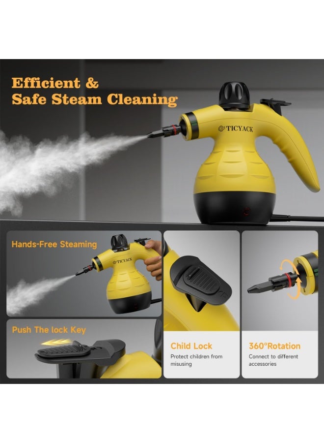 Steam Cleaner, Handheld Steam Cleaner, Steam Cleaner for Home with 9 Accessories and Automatic Steam Switch, Steamer for Cleaning Home, Living Room, Kitchen, Bathroom, Car - Image 2