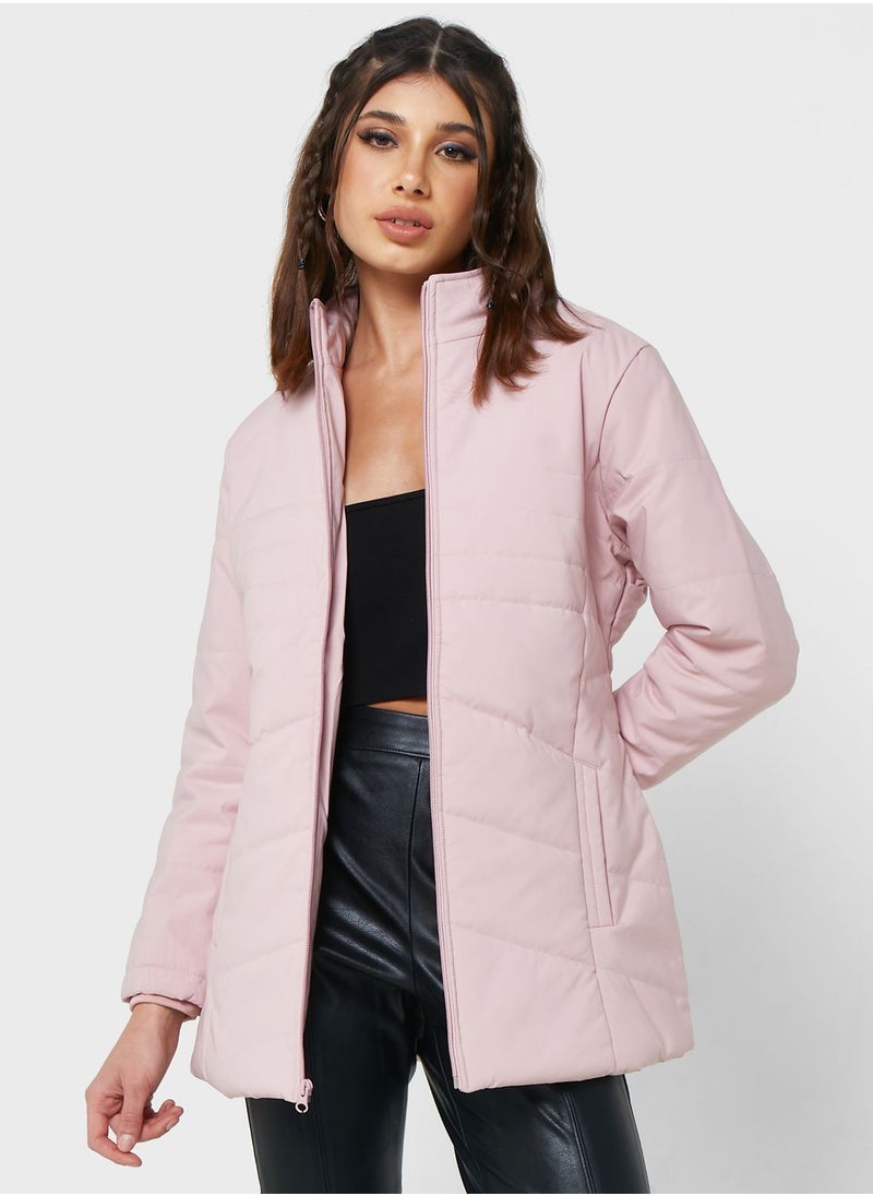 Ginger - Urban Minx Urban Minx Longline Padded Jacket With Hood - Image 1