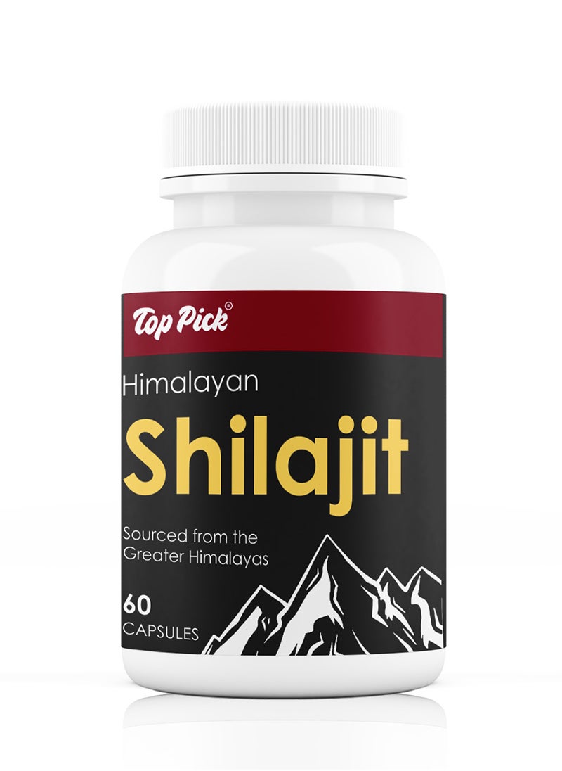 Top Pick 100% Natural Himalayan Shilajit, Helps Improve Immune System, 60 Capsule 