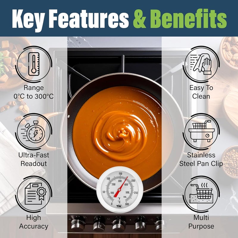 Thermometer World Candy Thermometer with Pot Clip Professional Candy Making Probe – Ideal Stainless Steel Dial Accurate Sugar Thermometer for Candy Making and Sugar Melting Cooking Kitchen - Image 3