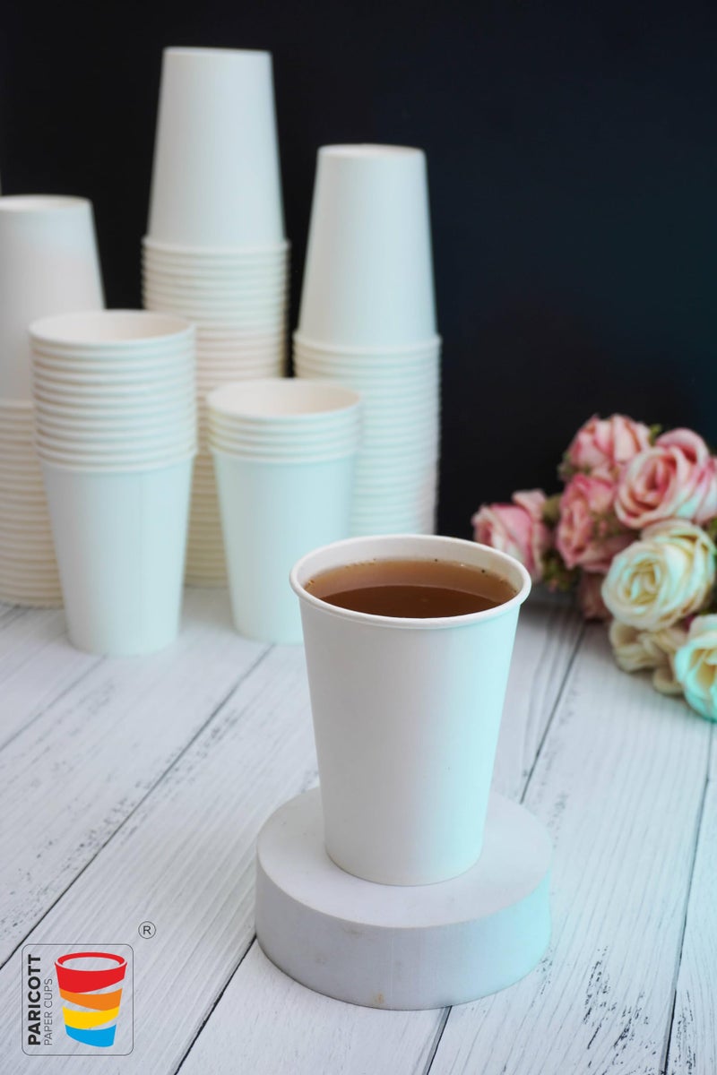 PARICOTT 250ml – 100 Cups | White Plain Paper Cups | Eco-Friendly & Recyclable Disposable Cups for Juice, Water, Cold Drinks, Cocktails | Ideal for Parties, Weddings, Events, Office & Everyday Use - Image 3