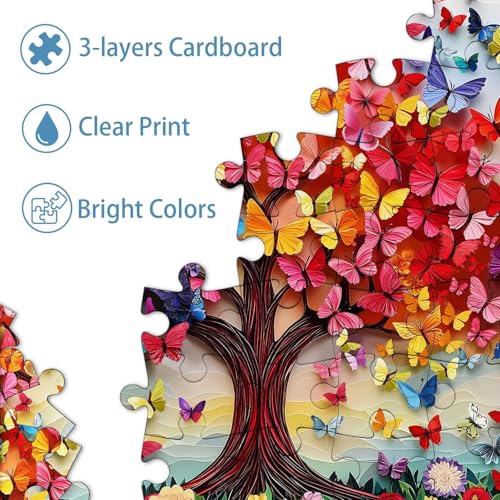 iDream 1000 Pieces Jigsaw Puzzle – Artistic 3D Design, Colorful Wall Decor, Challenging Puzzle Gift for Friends & Family (Butterfly Tree) - Image 5