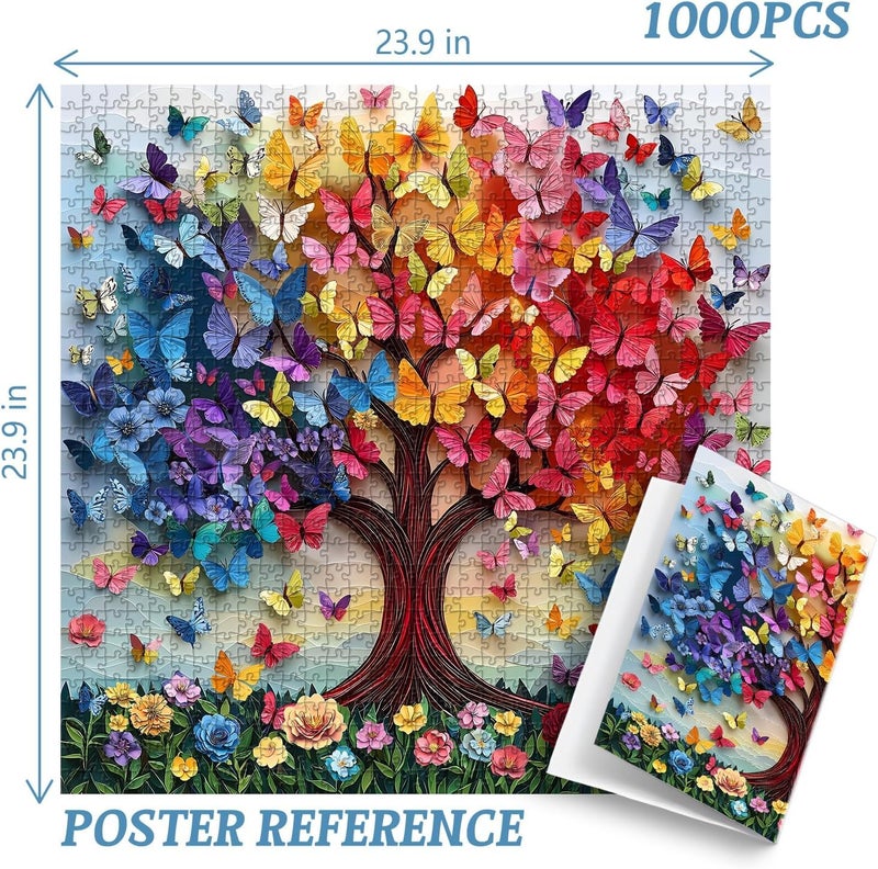 iDream 1000 Pieces Jigsaw Puzzle – Artistic 3D Design, Colorful Wall Decor, Challenging Puzzle Gift for Friends & Family (Butterfly Tree) - Image 3