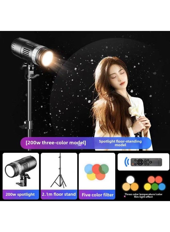 إسكدنيا LED Hair Repair Light Between The Field Anchor Background God Girl Backlighting Behind The Contour Spotlight Sun Spotlight-Specifications:200W Three-color Spotlight +2.1 M Bold Bracket - Image 1