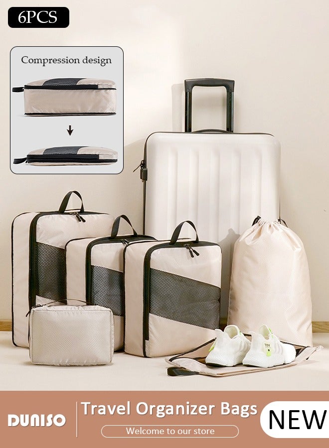 DUNISO 6 Piece Travel Organizer Bags for Luggage, Waterproof and Durable Travel Bags, Packing Cubes for Travel, Compression Cubes for Suitcases, Travel Bags for Clothes, Toiletries, Clothing, Underwear  - Image 1