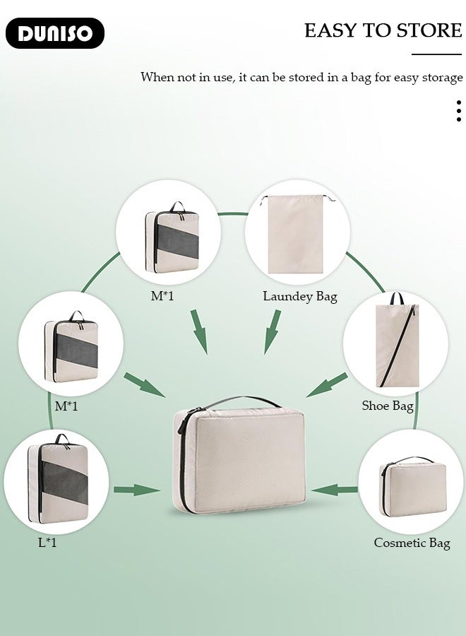 DUNISO 6 Piece Travel Organizer Bags for Luggage, Waterproof and Durable Travel Bags, Packing Cubes for Travel, Compression Cubes for Suitcases, Travel Bags for Clothes, Toiletries, Clothing, Underwear  - Image 3