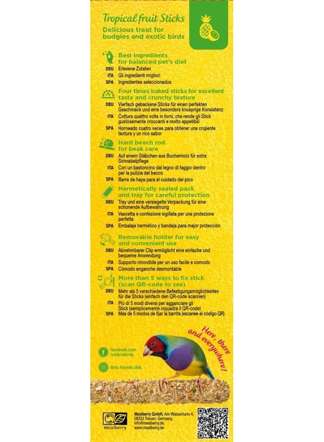 RIO Sticks for Budgies and Exotic birds with tropical fruit 2x40g - Image 4