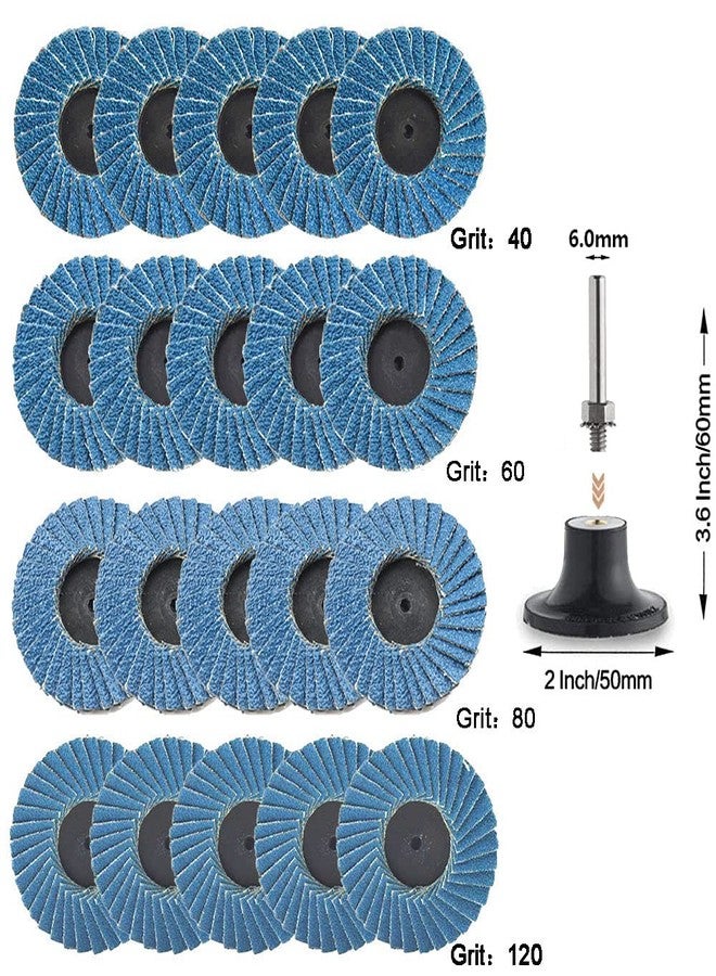 SI FANG 20Pcs 2 inch Zirconia Mini Flap Disc Quick Change Sanding Discs Mix Set Include 40 60 80 120 Grit with 1/4" Disc Pad Holder for Rotary Tools Die Grinder, Roll Lock Disc Attachments - Image 3