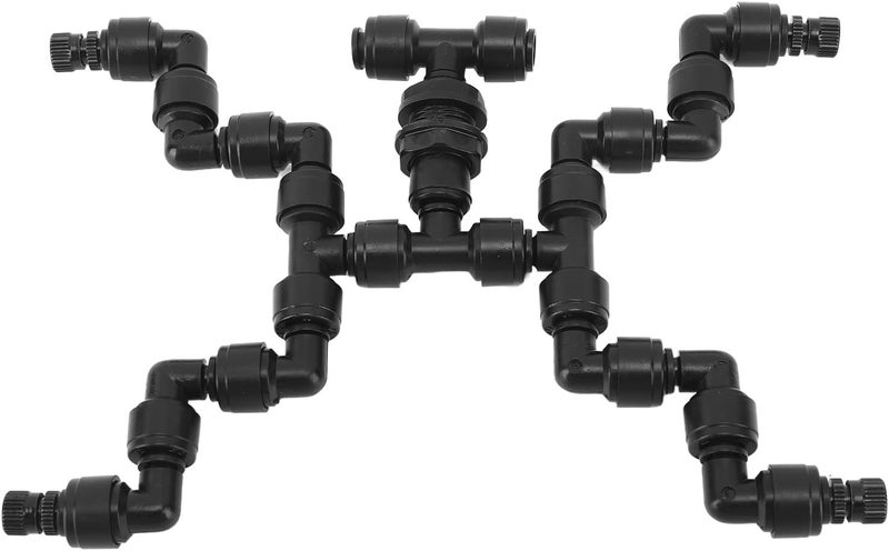 Pilipane Adjustable Mist Cooling System Nozzle 360 Degree Pets Reptiles Greenhouse Rainforest Mist Maker Fogger 4 Heads Black - Image 1