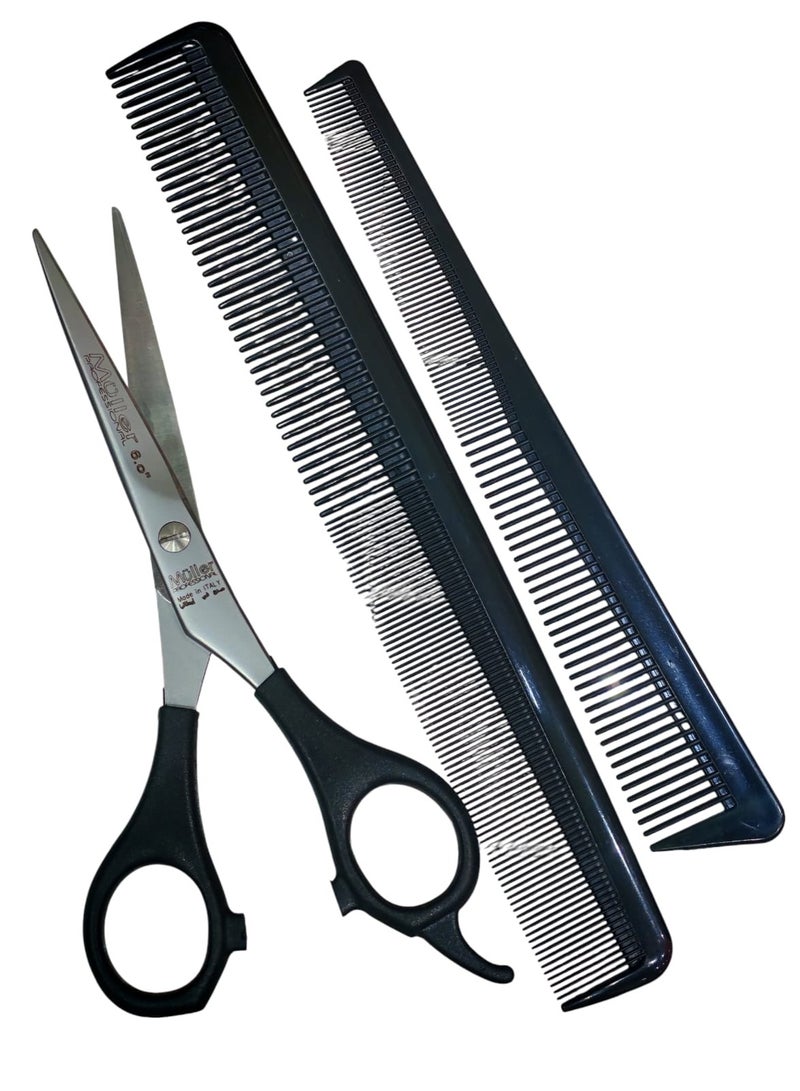 Muller Italian barber scissors with styling combs (3 pieces) - Image 1