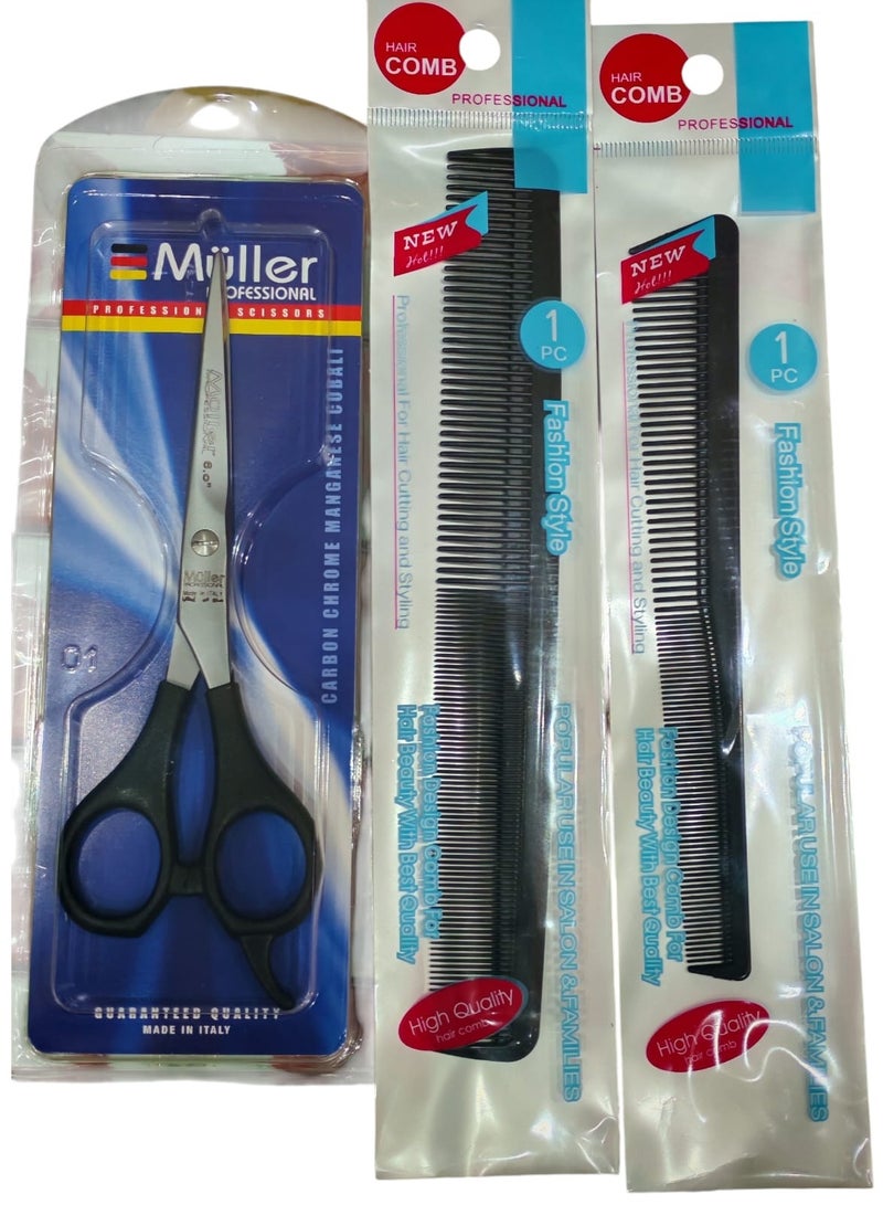 Muller Italian barber scissors with styling combs (3 pieces) - Image 2