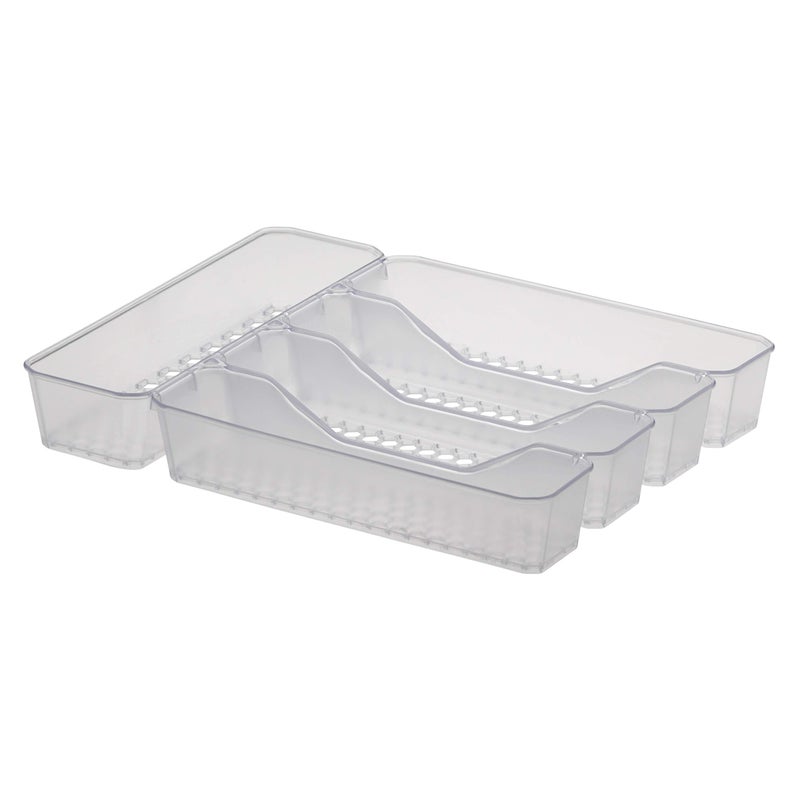 Spectrum Spectrum Diversified Hexa Drawer Organizer Tray Modern Kitchen Cutlery Utensil Silverware Holder Caddy 5 Dividers Cabinet Storage 10 x 13 Clear Frost 