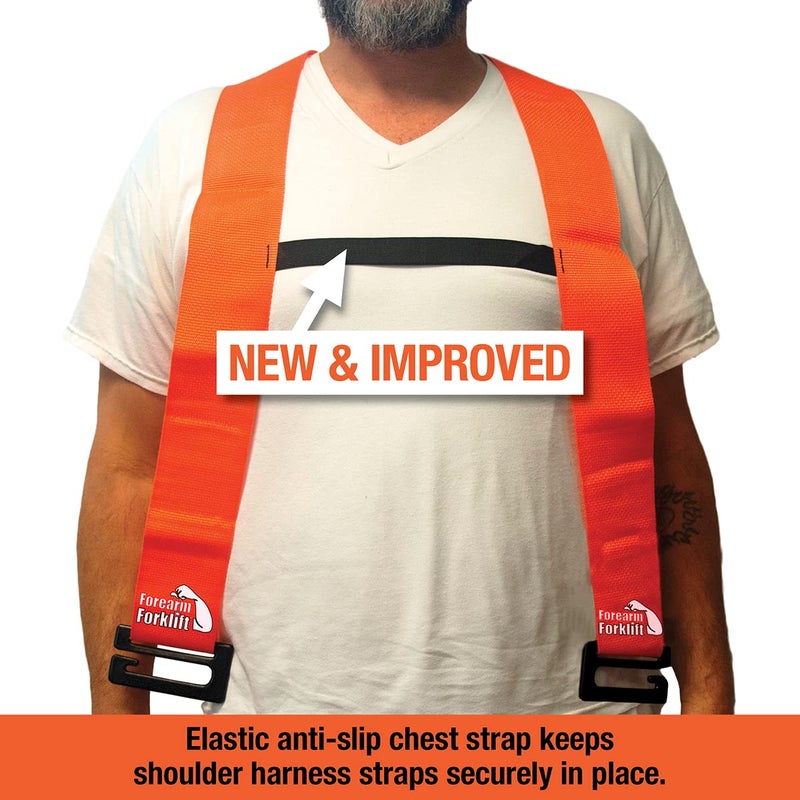 Forearm Forklift Shoulder Harness - Orig. Model - Lift and Move Furniture, appliances, Supports up to 800 lb. Moving Harness Set, 2 Harnesses and 2 Center Straps That are ea 9’4” Long, 1 Pack, Orange - Image 4